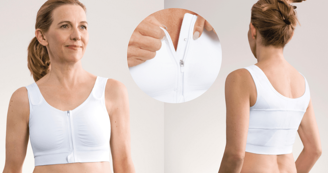 Post Surgery Compression Bras  – front fastening black amoena post op bra